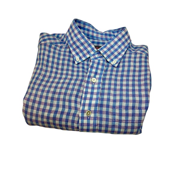 Vineyard Vines Other - Vineyard Vines Classic Fit Murray Shirt Men's Size Small Gingham 100% Linen READ